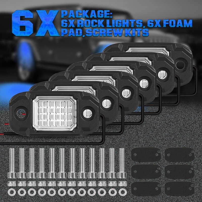 LY8 6Pods LED Rock Lights 24 LEDs Chips Neon Trail