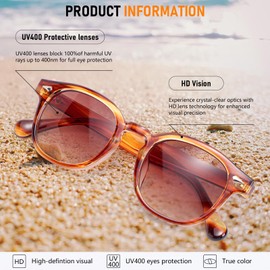 Mayoii Stylish Sunglasses for Women Men Oversized UV400 Protection Classic Designer Style Round Sunglasses for Driving Outdoor,Double-Stripe Tea Color