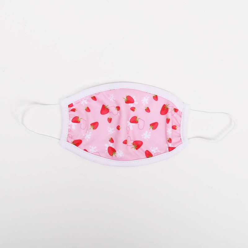 Bodico Cute Strawberry Washable Cotton Reusable Kids Face Mask, Pink