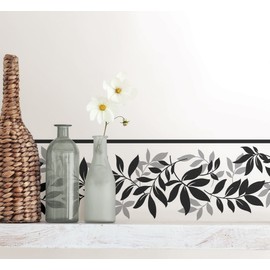 Fine Decor FDB07508S Leaf Trail Peel & Stick Border, Multicolor