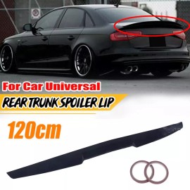 Gloss Black Universal Car Rear Roof Lip Spoiler Tail Trunk Wing PU Sticker 120cm