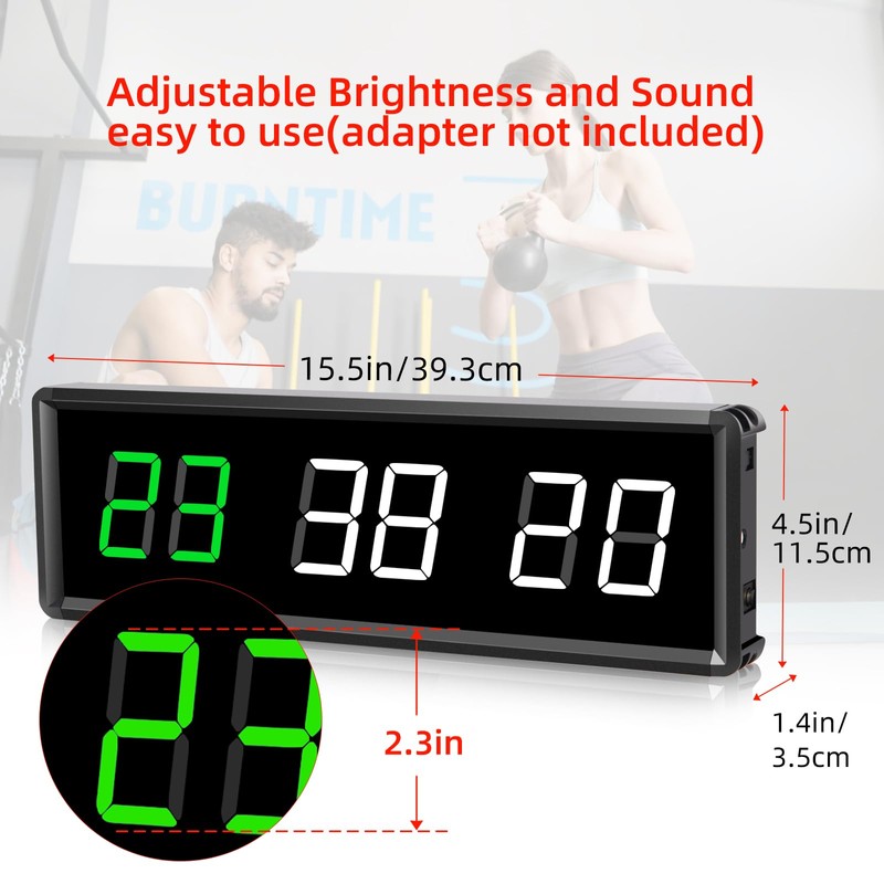 PELLOR Gym Clock, Gym Timer, Large Digital Timer Stopwatch Count