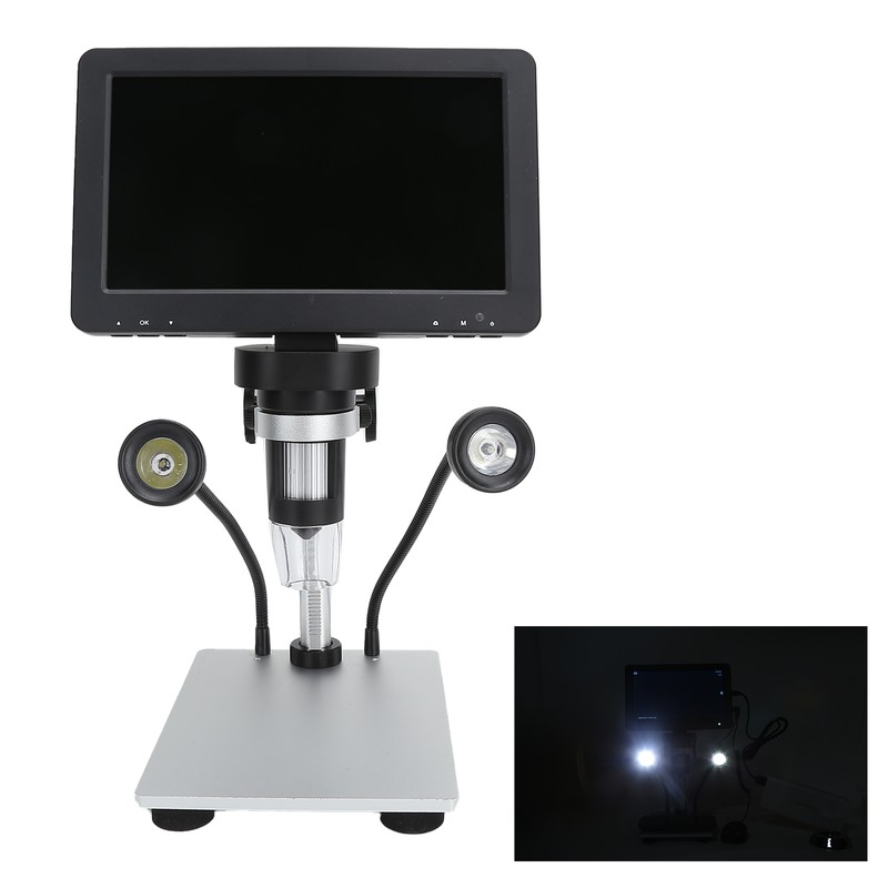 DM9 Digital Microscope 7‑Inch Screen 8 LED Lights Adjustable Brightness