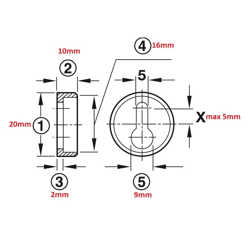 cyclingcolors 10x Cupboard Holder Wall Cupboard with Keyhole 20 mm