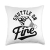 Shuttle On Fire Badminton Player Shuttlecock Badminton Sport Throw Pillow