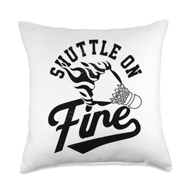 Shuttle On Fire Badminton Player Shuttlecock Badminton Sport Throw Pillow