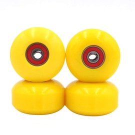 POFET 52 mm Longboard Skateboard Wheels Hardness 100A PU Cruising Wheel Free Bearings Set of 4 (Yellow)