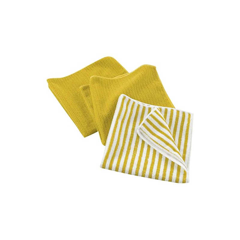 Macosa U1790465 Microfibre Cloths Set of 3 Yellow White Dishcloth