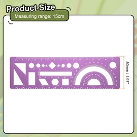 sourcing map Multifunctional Geometric Rulers 15cm Metric and SAE Aluminum Straight Edge Protractor Angle Math Measuring Ruler Geometric Drawings Templates for Drawing Drafting, Rose