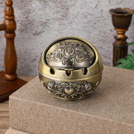 Creative Ashtray with Lid Portable Small Round Ash Tray for Indoor Outdoor Use Smokeless Ashtray for Home and Patio, 3.34 X 3.34 X 2.75 Inch