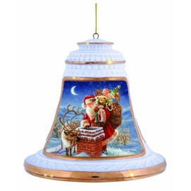 Precious Moments Santa with Deer at Chimney Ornament