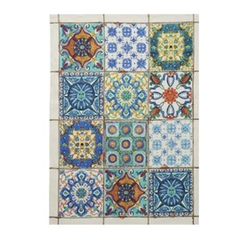 Mierco European Linens, European RedTiles Italian Linen Kitchen/Tea Towel, 100% Linen, Made in Italy