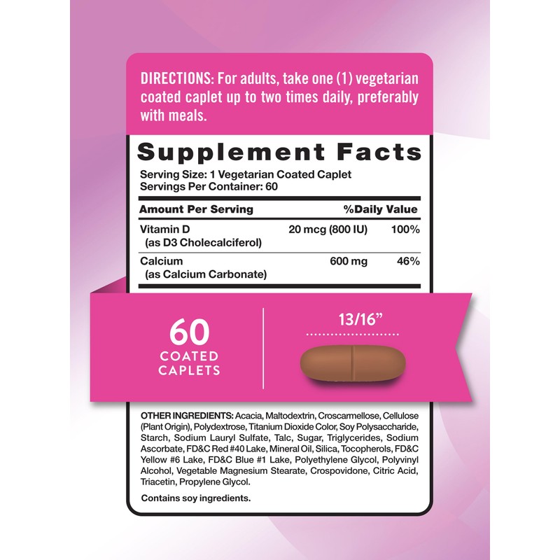 Nature's Truth Calcium 600 mg with Vitamin D3 | Coated