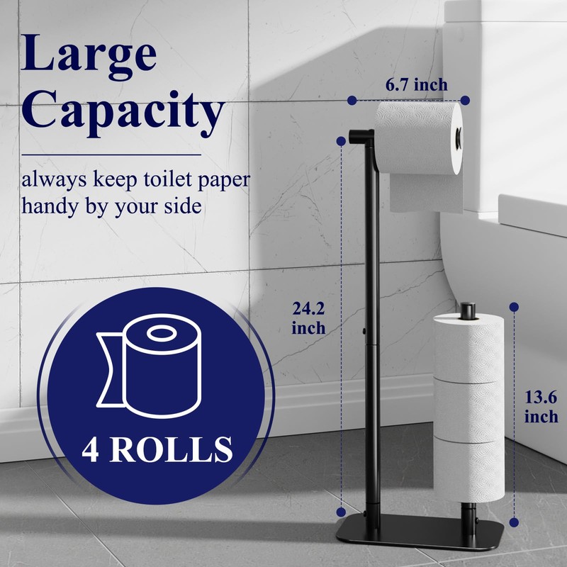 Kitsure Toilet Paper Holder Free Standing - Large Capacity Toilet