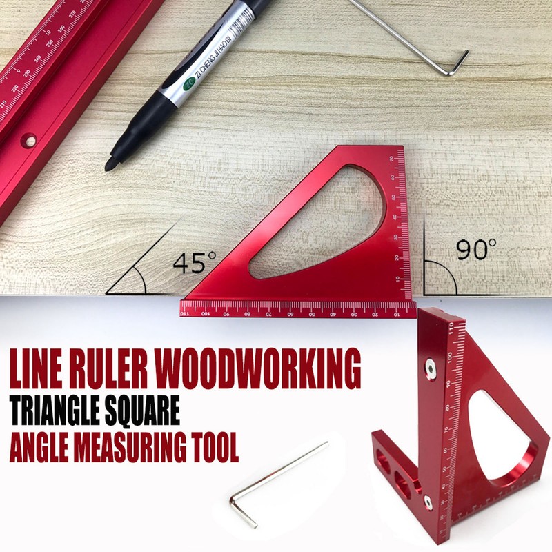 3D Mitre Angle Ruler Aluminum Alloy Professional Red 45 Degree