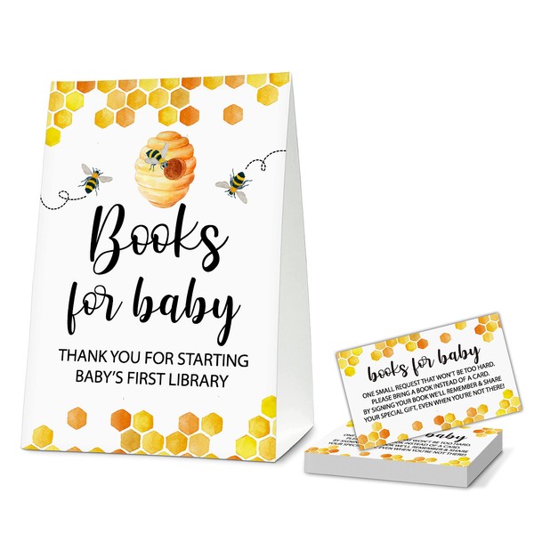 Bee Baby Shower Party Game Self-Standing Book Request Sign With
