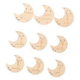 TENOL 9 Pieces Baby Birth Announcement Sign Wooden Baby Monthly Milestone Cards Photography Prop Accessories Wooden Milestone Photo Card for Boys, Boys Version