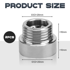 Tap Extension 1/2 Inch Tap Extension Tap Fitting Stainless Steel 1/2 Inch Extension for Taps Corner Valves Shower Heads Thread Extension Water Connection (Extension 1 cm) Pack of 2