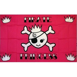 6 ft. ATV Pink Pirate Princess Skull Flag - 1/4" White Pole with Mounting Bolt