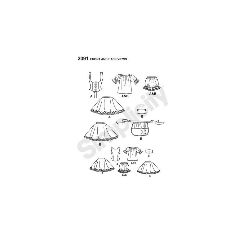 Simplicity 2091 Misses' Pirate & Rollar Girl Costume Sewing Pattern