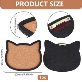 BENECREAT Cat Pin Board Cork Board, 20 x 17 cm Bulletin Display Board Wall Mounted Cork Board with Black Frame for Brooch Pin Storage Display, Office Home and School Decor