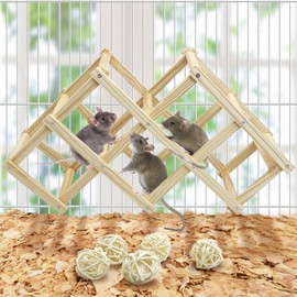 VCEPJH Wooden Rat Climbing Toys Natural Collapsible Hamster Ladder Hanging Rat Cage Accessories Gerbil Toys for Mice Squirrels Guinea Pigs Chinchillas and Small Animals