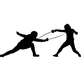 hBARSCI Fencing Duel Vinyl Decal - 5 Inches - for Cars, Trucks, Windows, Laptops, Tablets - Outdoor-Grade 2.5mil Thick Vinyl - Black