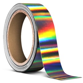 VViViD Black Holographic Lazer Chrome Air-Release Adhesive Vinyl Pinstripe Tape Roll (1 Inch x 20ft)