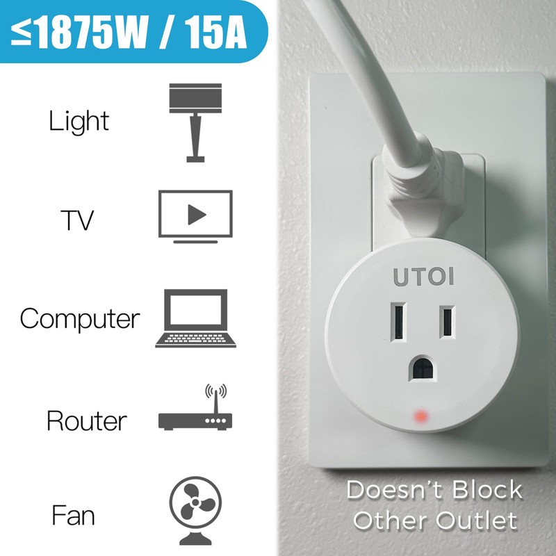 UTOI Wireless Remote Control Outlet Plug with Remote Switch, 15A