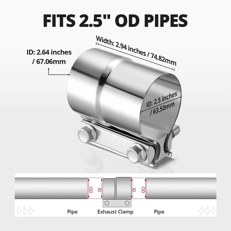 EVIL ENERGY 2.5'' Exhaust Clamp, 2 1/2 in Lap Joint