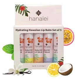 Hanalei Pack Variado De Bálsamos Y Humectantes Labiales(5 Tubos) Cuidado Hidratante Con Aceite De Kukui Natural Y Cera De Abeja  Calma, Repara Y...   