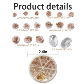 HIENAJ Rose Flowers Nail Rhinestones Mixed Pearl Beads Nail Art Decor for Acrylic Nails Party DIY Accessories Manicure Craft Supplies （ Brown）