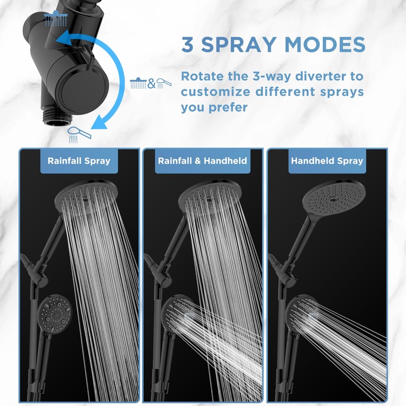 MakeFit Dual Filtered Rain Shower Head Combo, High Pressure Handheld