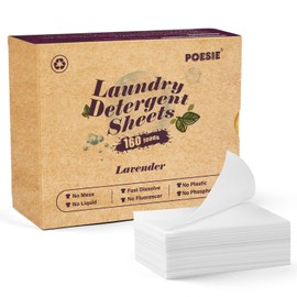 Poesie Laundry Detergent Sheets Lavender Scent 160 Sheets 80 Large Loads Soap Sheets Eco-Friendly Zero Plastic Hypoallergenic Portable Green Package Liquid Less HE Washing Detergent Strips for Save Place Traveling No Waste
