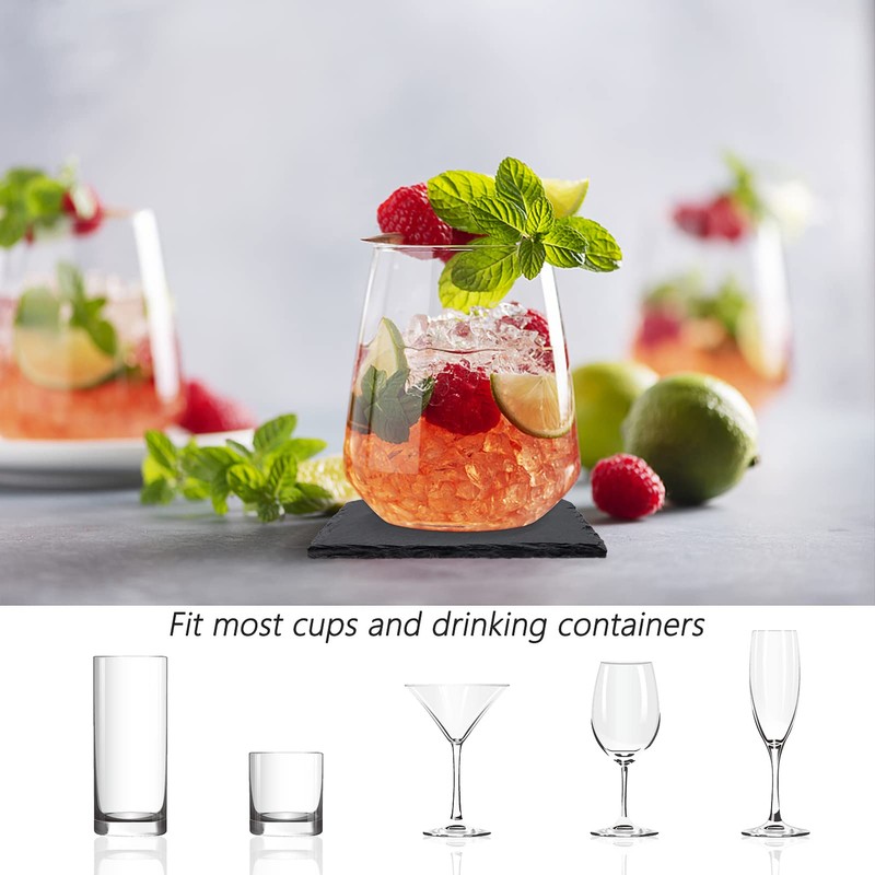 4 PCS Square Slate Drink Coasters Set, SIJDIEE 4 Inch