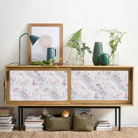 Danmyho Pink Peony Wallpaper Peel and Stick Vintage Floral Self Adhesive Wallpaper Watercolor Removable Contact Paper for Cabinets Drawers Kitchen Bedroom Vinyl Rolls