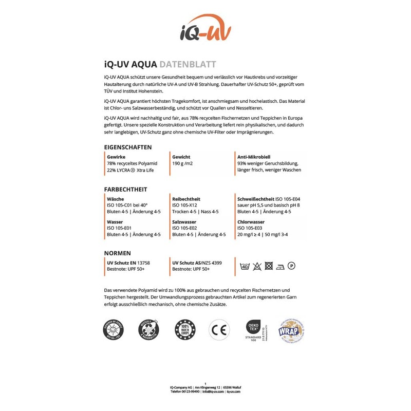 IQ-UV Men's 300 Jammer UV Protective Clothing Swim Shorts, Black,