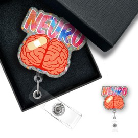 Neuro Brain Funny Nurse Badge Reel Retractable with Alligator Clip, Gifts for Neurologist Neurology Doctor, Cute Nurse Badges, Medical Student Gifts