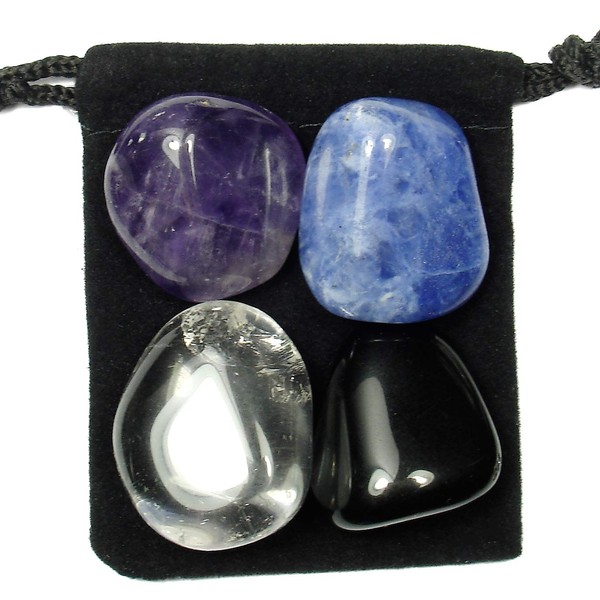 The Magic Is In You Autism Support Tumbled Crystal Healing Set with Pouch & Description Card - Amethyst, Clear Quartz, Obsidian, and Sodalite