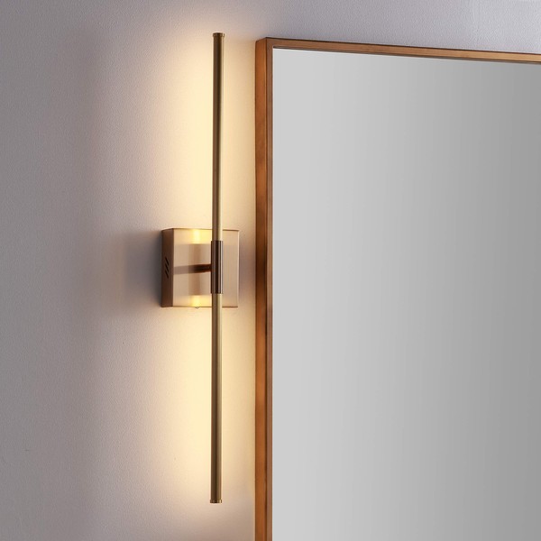 JONATHAN Y JYL7022B Makena 28" Dimmable Integrated LED Metal Wall Sconce, Minimalistic,Modern,Contemporary 3000K LED Bulbs for Bedroom, Living Room, Bathroom Hallway, Gold