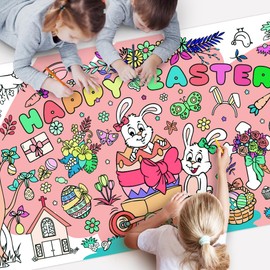 Easter Crafts for Kids Easter Decorations 186*73cm Giant Easter Colouring Tablecloth Easter Paper Table Cloths Covers Sheet Poster Easter Decoration Crafts Easter Games Gifts Easter Party Decoration