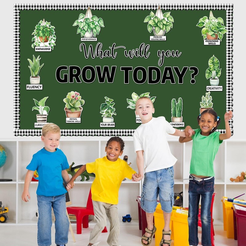 Spring Greenery Potted Plant Bulletin Board Set Motivational Eucalyptus Classroom