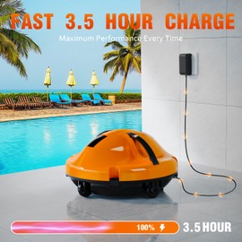 Upgrade Cordless Robotic Pool Cleaner for Above Ground Pool Vacuum Robot with Dual Motors, Automatic Pool Vacuum for Inground Pools Up to 1000 Sq.Ft (Lasts 120 Mins)