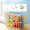 Foldable Wooden Playpen - Adjustable Wood Baby Play Yard with