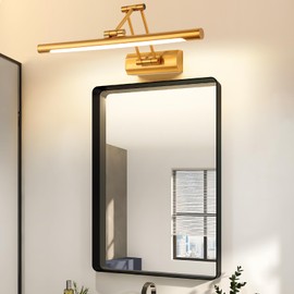 TYhogar Picture Light,17in Modern Picture Lights for Wall LED Art Light for Paintings/Gallery/Dartboard, Adjustable Swing Arm Wall Lights Display Art Light 3000K,Hardwired Connection,Brass