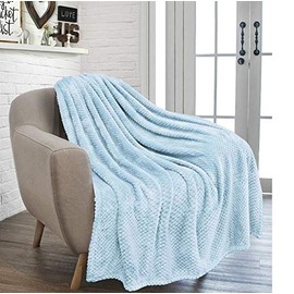 RayyanLinen Waffle Honey Comb Throw Blanket Super Soft Luxurious Versatile Sofa Bedspread Travel Throw (DUCKEGG, SINGLE - 125 x 150CM)