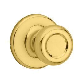 Kwikset Tylo Interior Passage Door Knob, Handle For Closet and Hallway Doors, Non-Locking Doorknob in Polished Brass