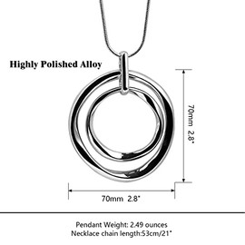 Jiulory Classic Elegant and Simple Circle Necklace, Long Sweater Chain Double Circle Pendant, Statement Necklace With Gold Pendant