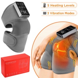 Hailicare Electric Knee Pad Massager 3 Vibration 5 Levels Cordless Thermal Hot Compress