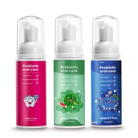 Kids Foam Fluoride Free Toothpaste with Watermelon Strawberry Blueberry Mint Flavor, Toddler Natural Teeth Clean Whitening Toothpaste for U Shaped Toothbrush